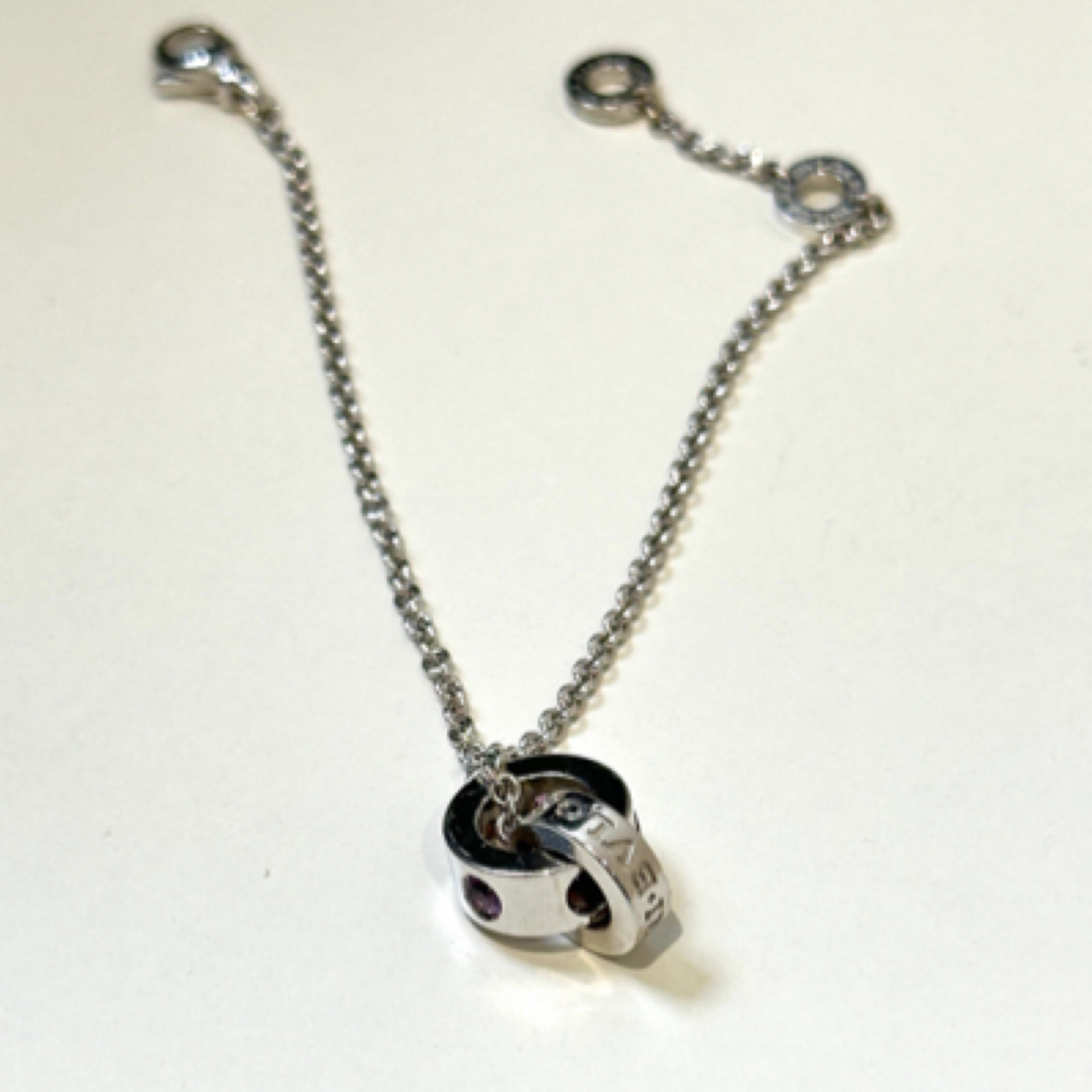 99新 BVLGARI/宝格丽 宝格丽双环白金镶钻手链 sm码 详细咨询客服