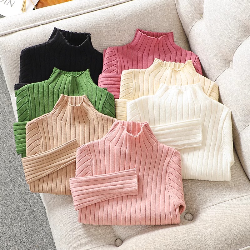 儿童春秋2025新款打底毛衣女童高领打底针织衫秋冬加绒半高领毛衣