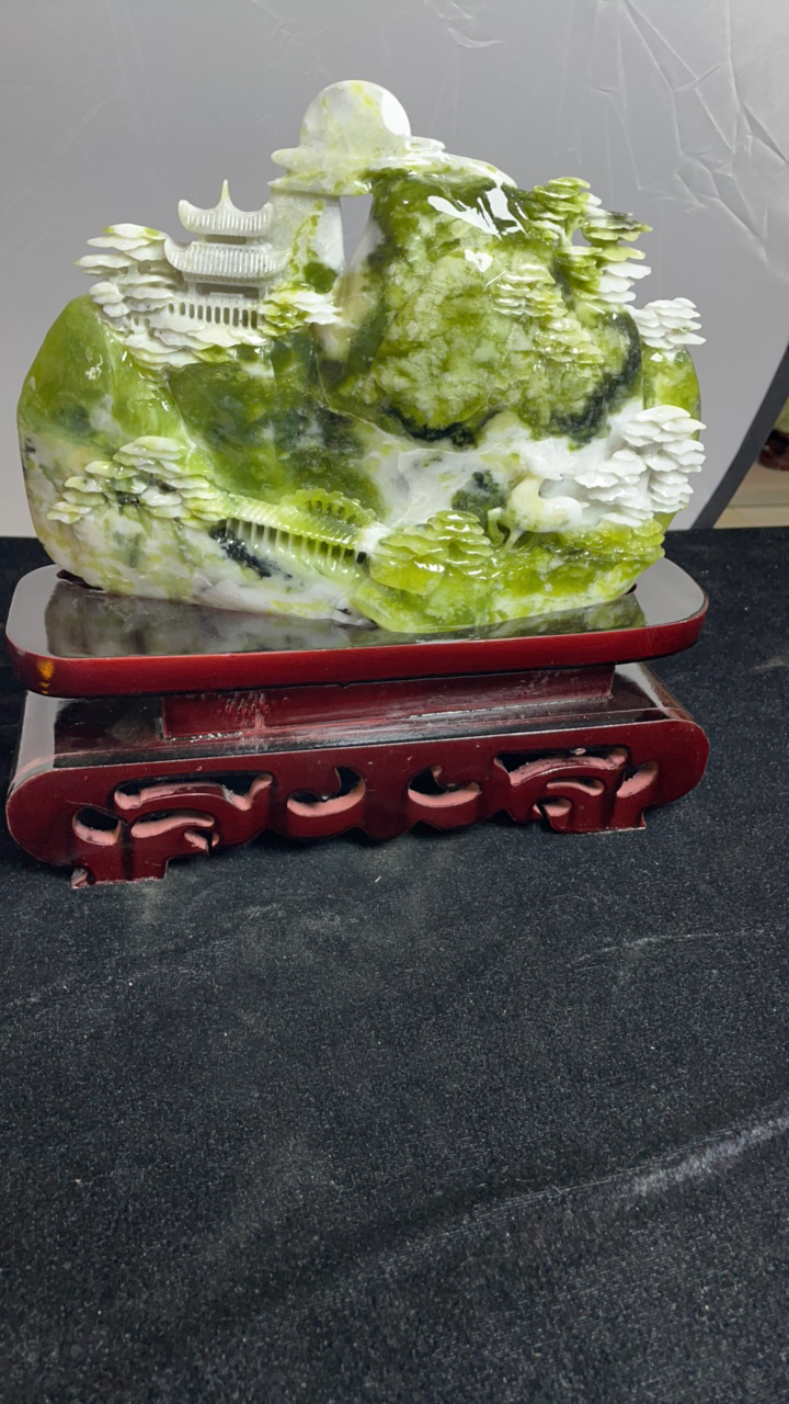 一鹿发山水家居摆件手工创意中式玄关室内雕刻书房摆设风