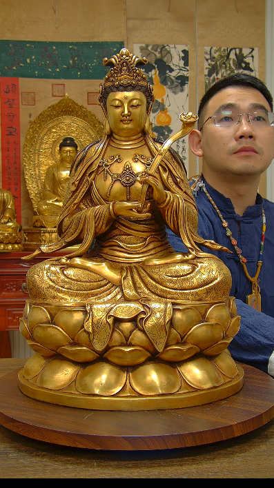 紫铜鎏金 如意观音 铜佛像摆件 50公分B-D10027-G