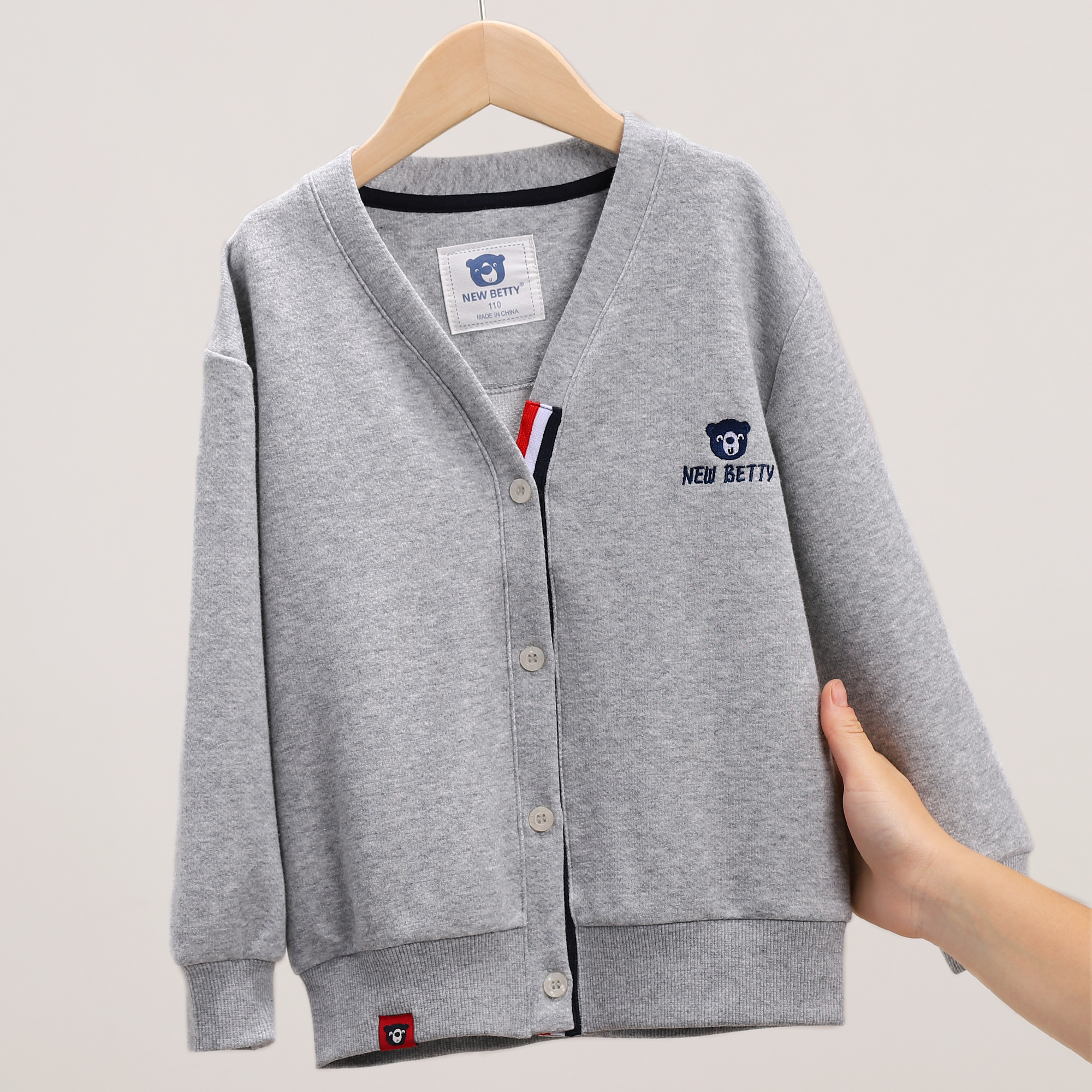 儿童纯色开衫男童洋气春秋女童长袖休闲宝宝针织中大童 001