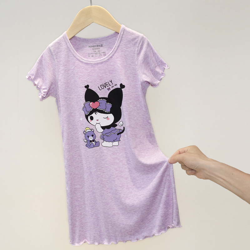 儿童睡裙莫代尔女童公主风冰丝宝宝家居服女孩亲子母女连衣裙睡衣