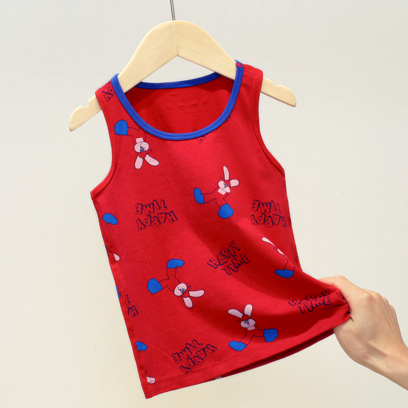 新品22 KK22-KG2-1180 生肖兔新年款儿童无袖打底卡通印花背心