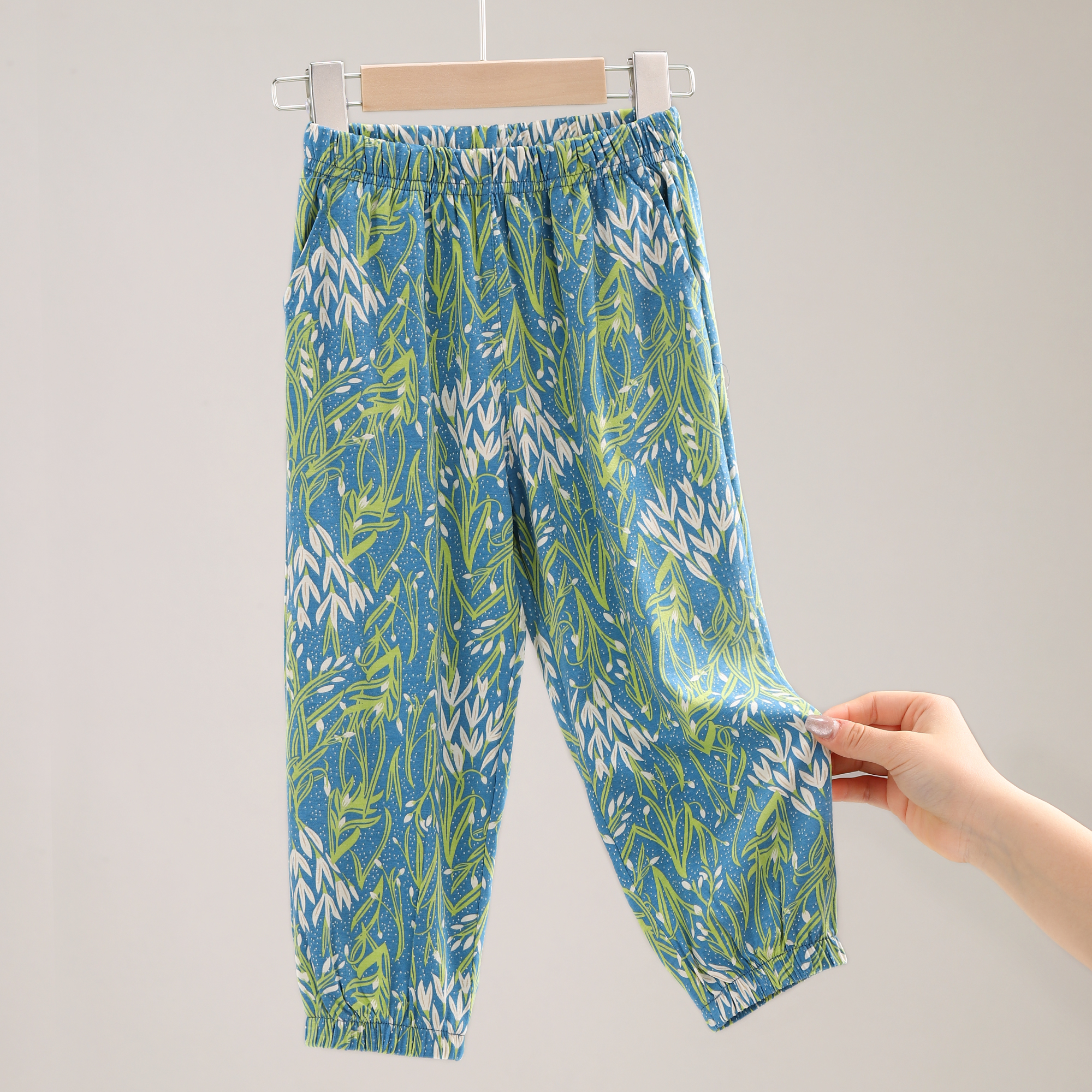 儿童防蚊裤女童宝宝夏季薄款莫代尔夏裤子长宽松幼儿园室内 6764