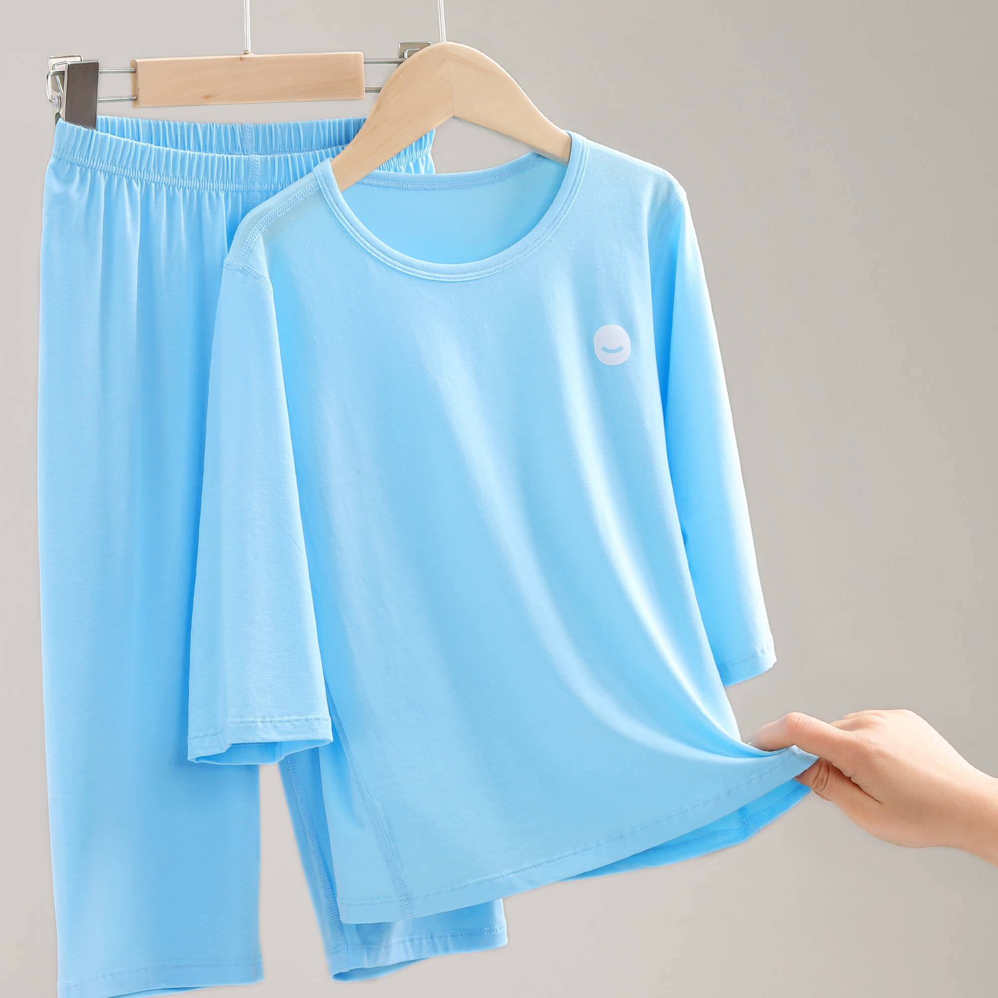 儿童睡衣男孩女童夏季莫代尔冰丝薄款男童棉绸家居服大童 s017d