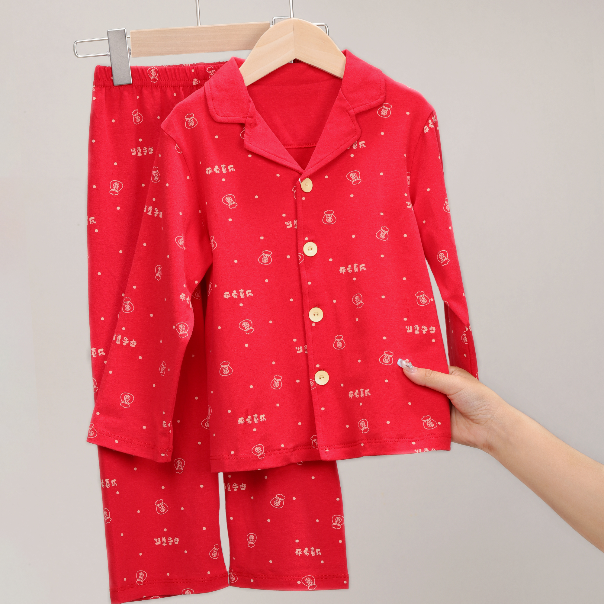 儿童睡衣秋冬款男童红色新年家居服中大童宝宝本命年秋衣秋裤1213