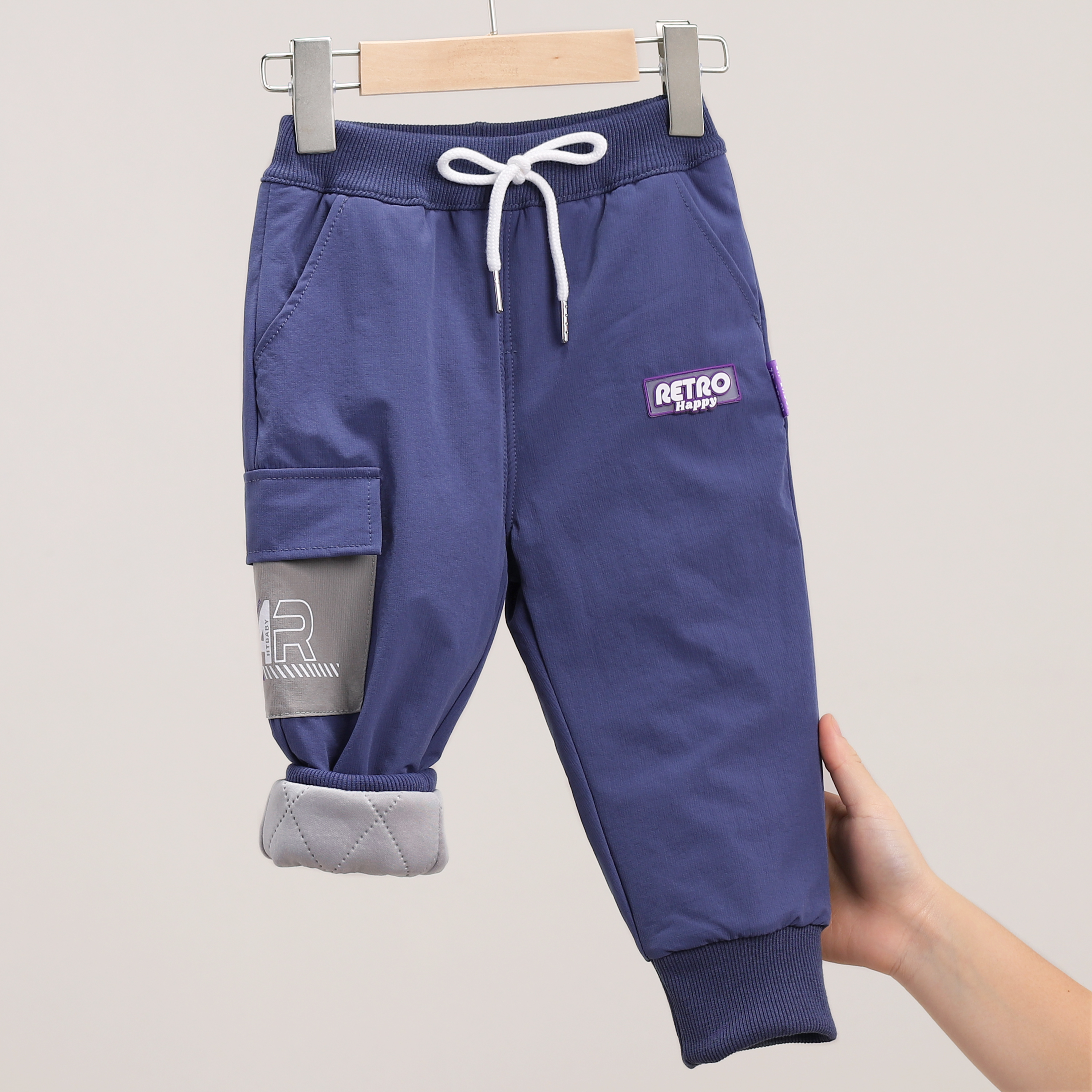 儿童秋装裤加厚运动裤男童加绒卫裤男孩保暖外穿工装休闲裤 X3220