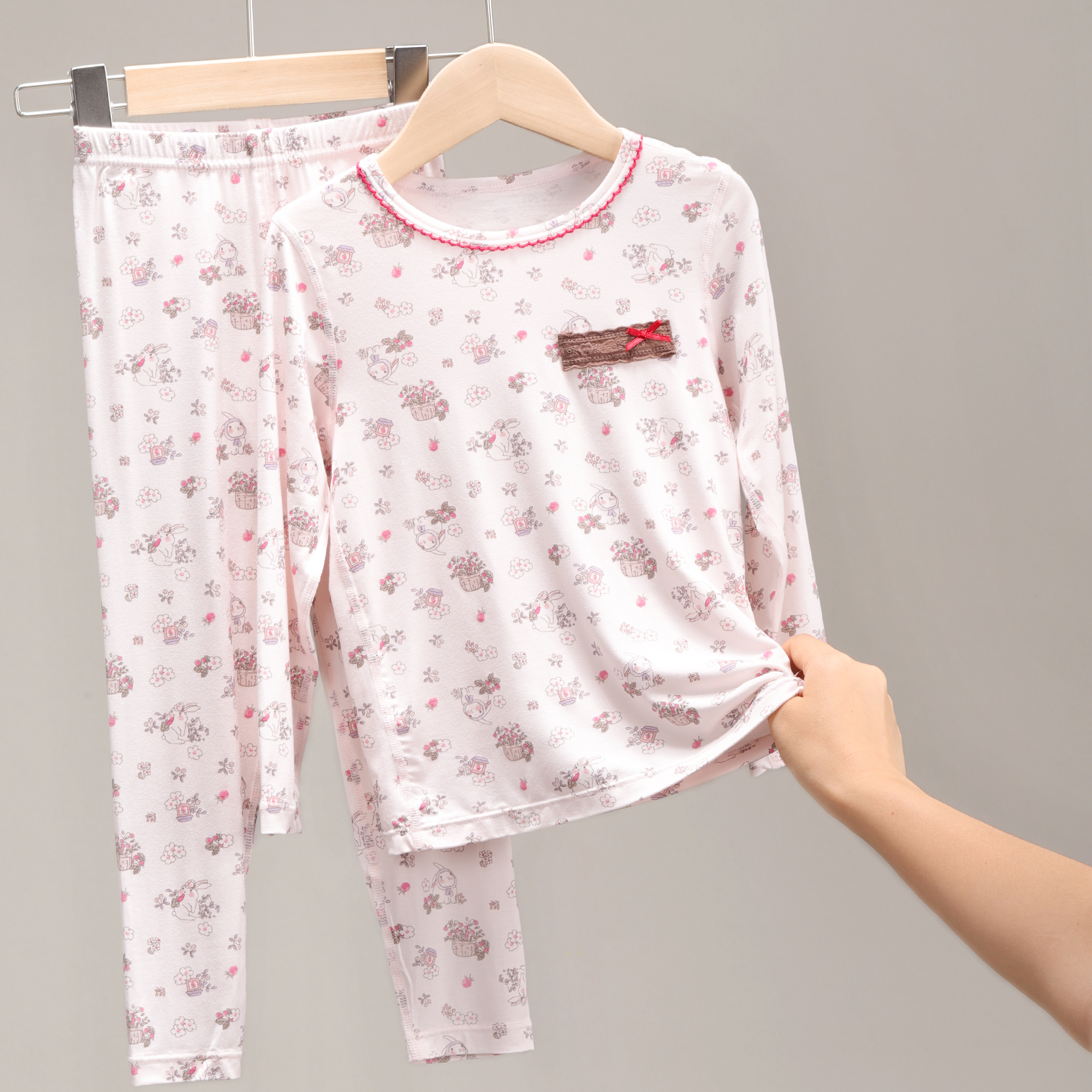 女童睡衣儿童莫代尔秋衣秋裤春秋女孩家居服中大童长袖套装 1075