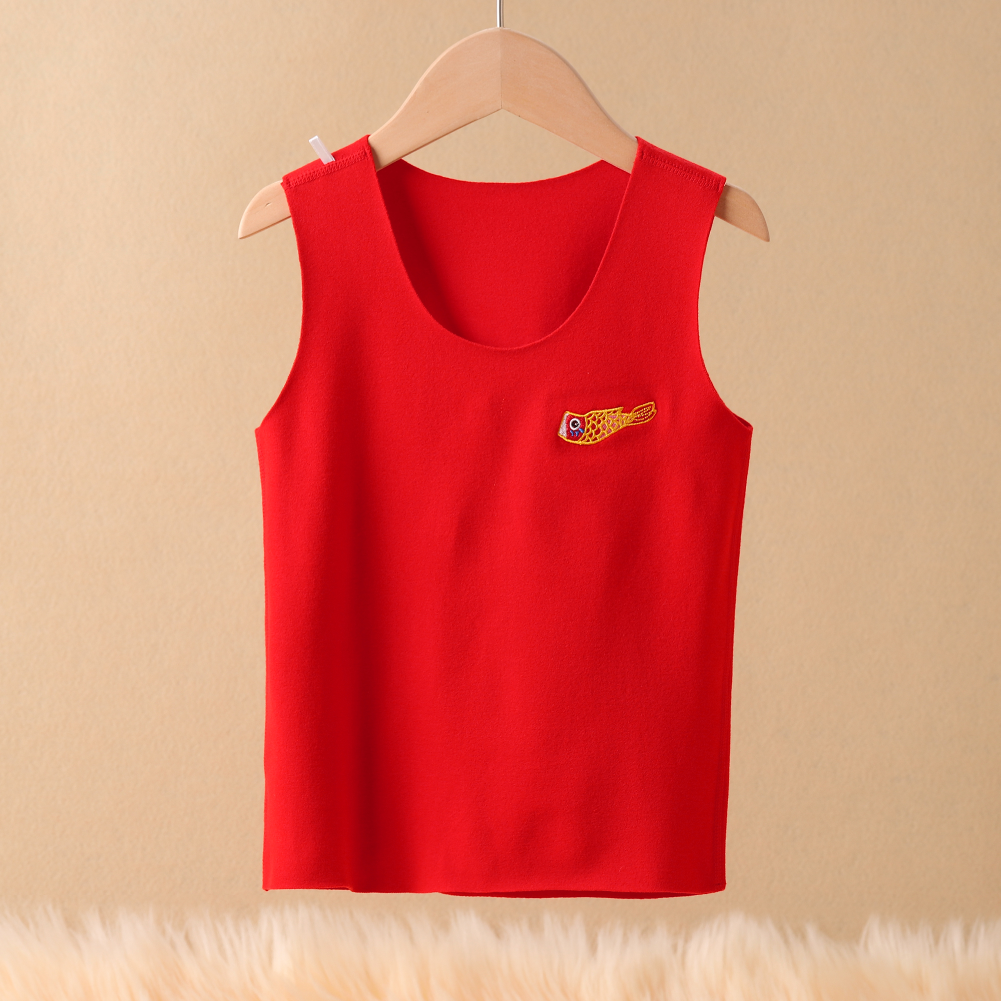 儿童保暖新年红背心本命年德绒中大童秋冬打底男女宝宝内穿 23329