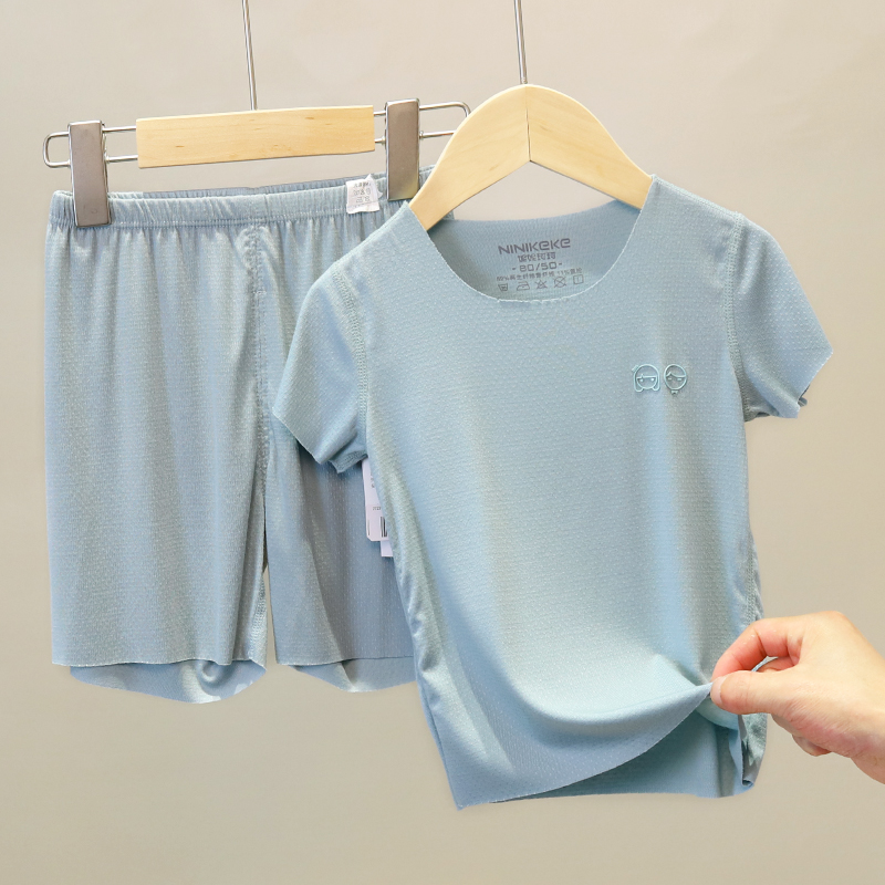 857  T恤短裤套装  B nnkk 儿童宝宝家居服透气薄款男童女童短袖