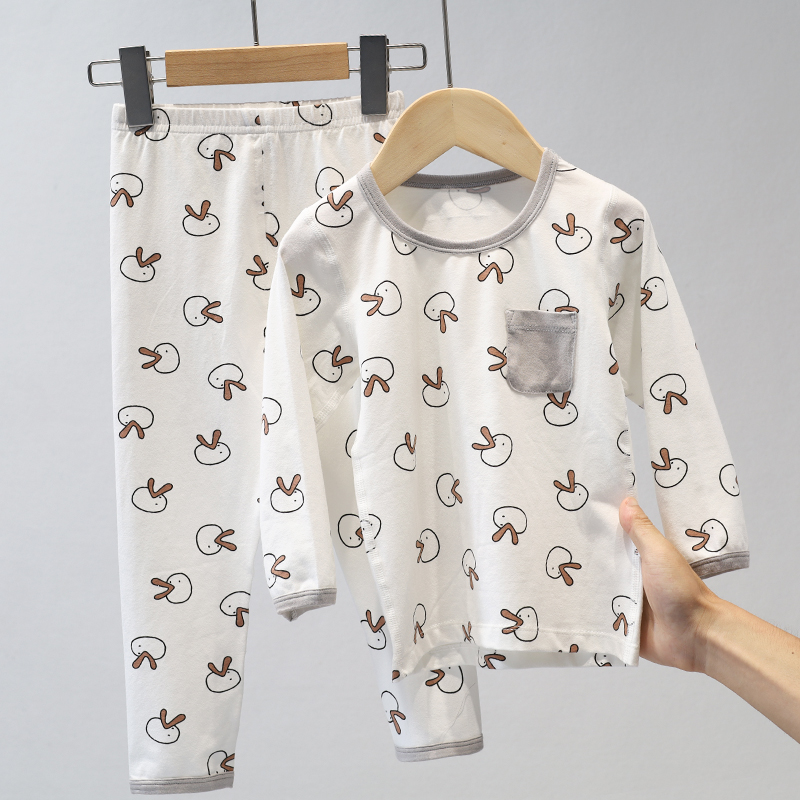 SS 3027 儿童家居服套装 秋衣秋裤莱卡睡衣长袖男女童纯棉内衣套