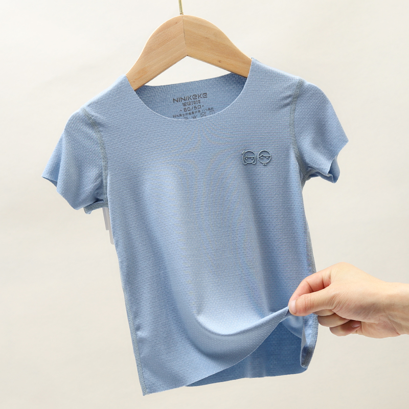 n 20231儿童短袖t恤婴儿上衣薄款夏季男童半袖女宝宝冰丝打底洋气