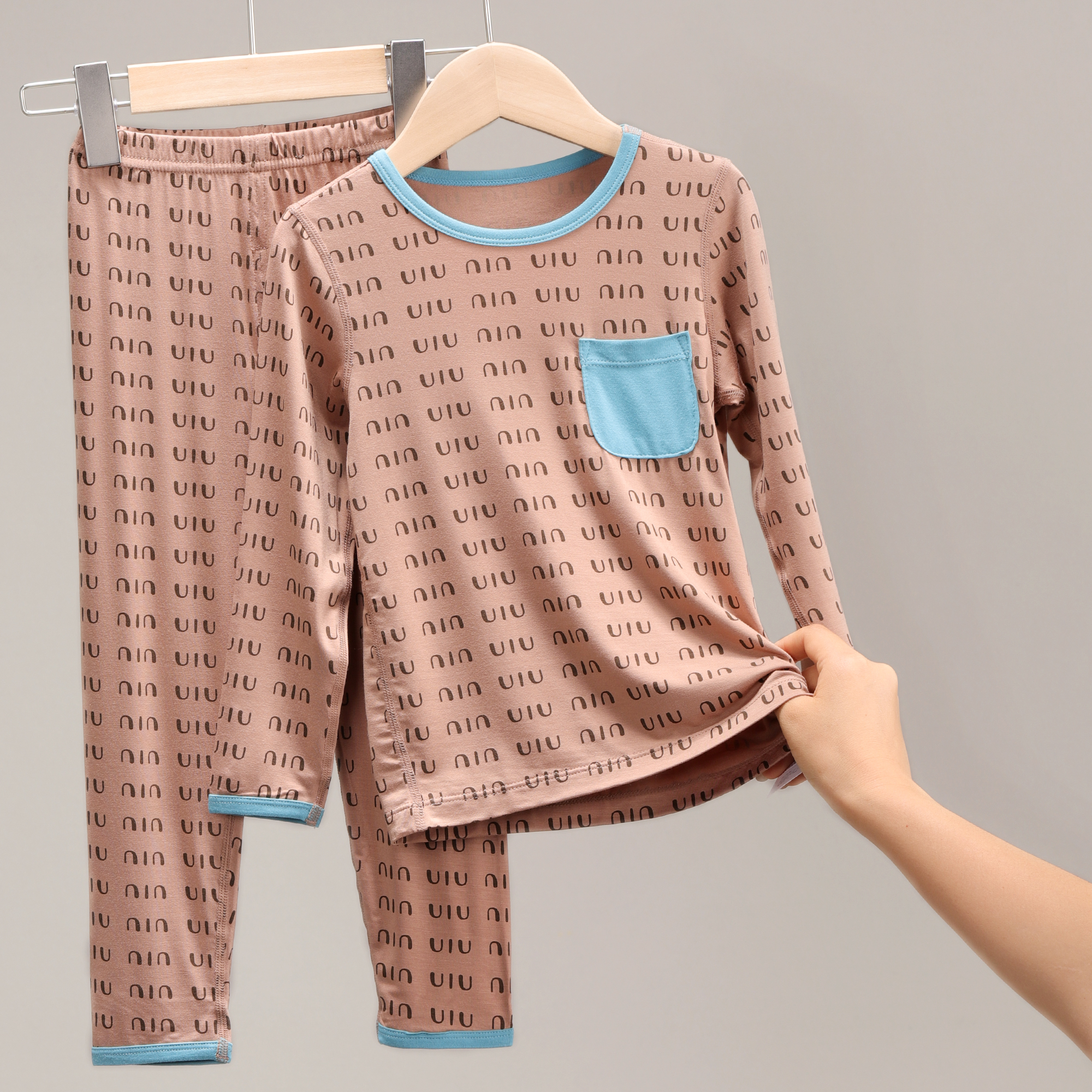 2067/2068 男童睡衣儿童莫代尔秋衣秋裤宝宝家居服中大童长袖套装