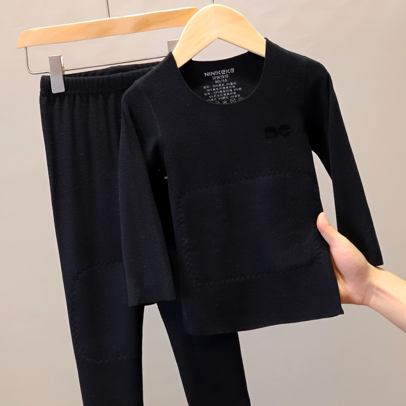 D 20308 儿童保暖内衣套装红色本命年男女中大童秋冬德绒无痕