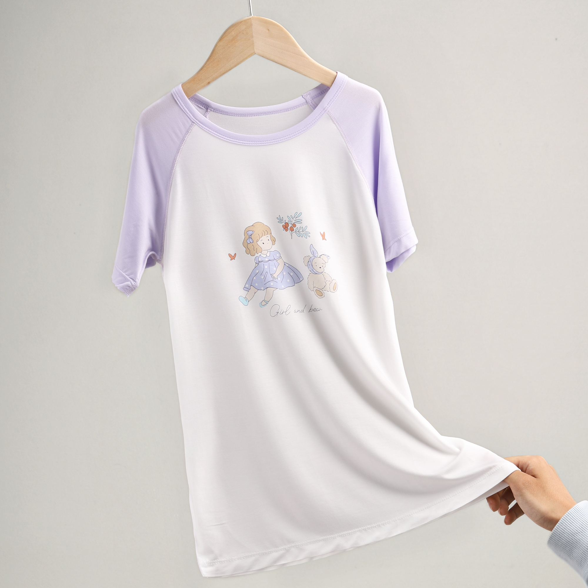 女童睡裙儿童睡衣夏季宝宝公主风女孩大童冰丝薄款 18355-5