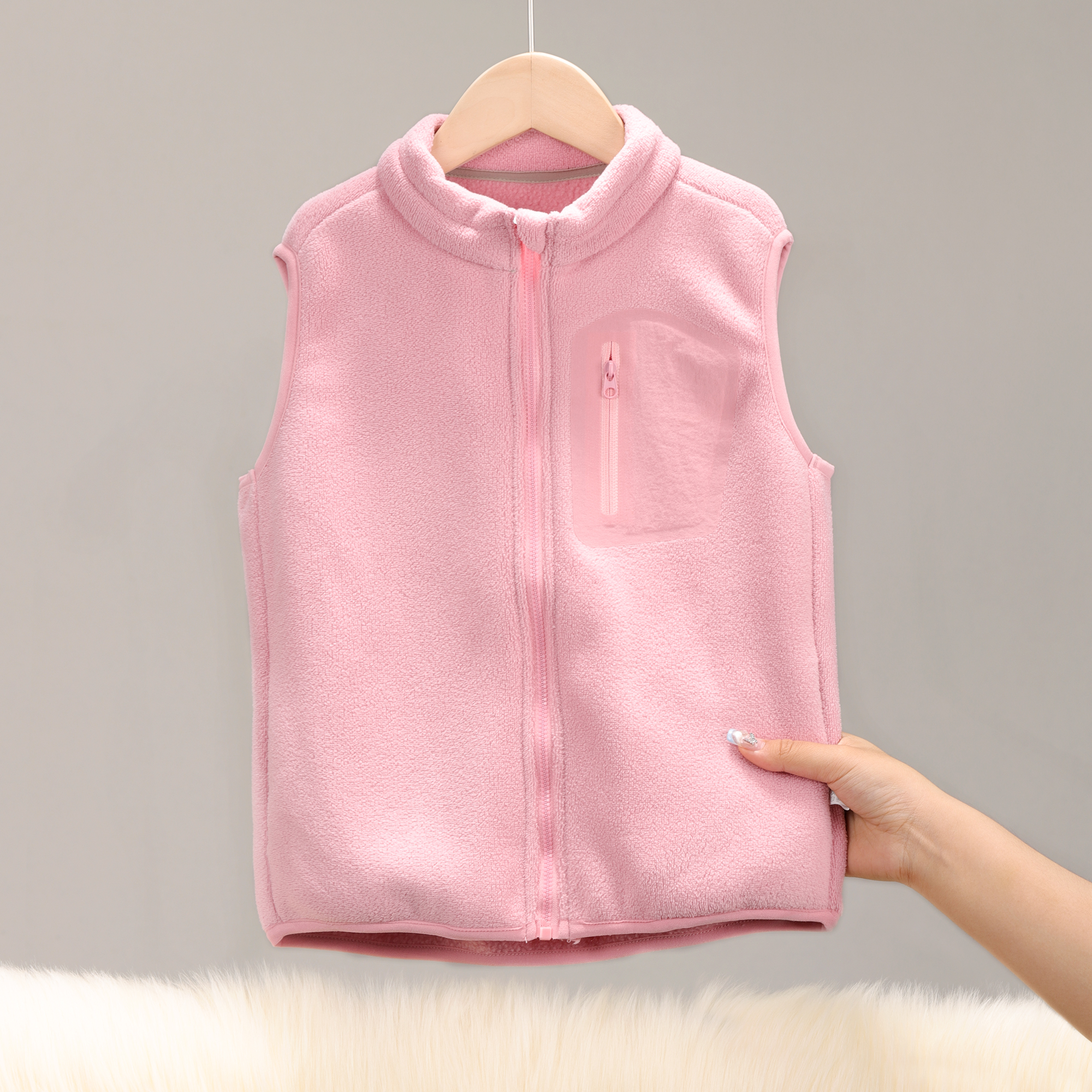 儿童马甲摇粒绒男童春秋保暖背心女童中大童抓绒外穿秋冬 124307