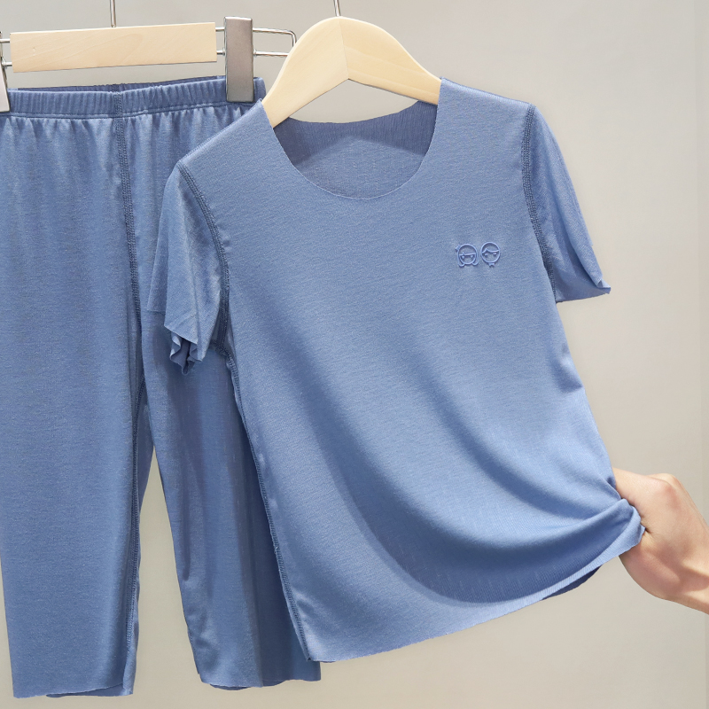 n 22134儿童睡衣套装夏季薄款男女童冰丝亲子无痕吸湿空调家居服