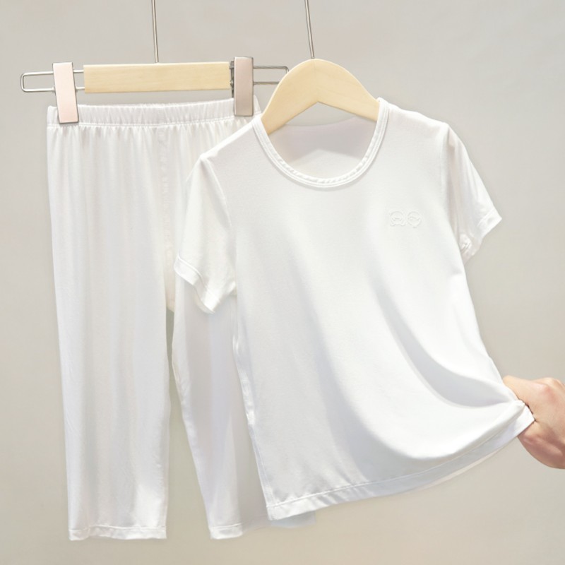 n 22135儿童睡衣套装夏季薄款男童女童冰丝透气亲子家居服空调服
