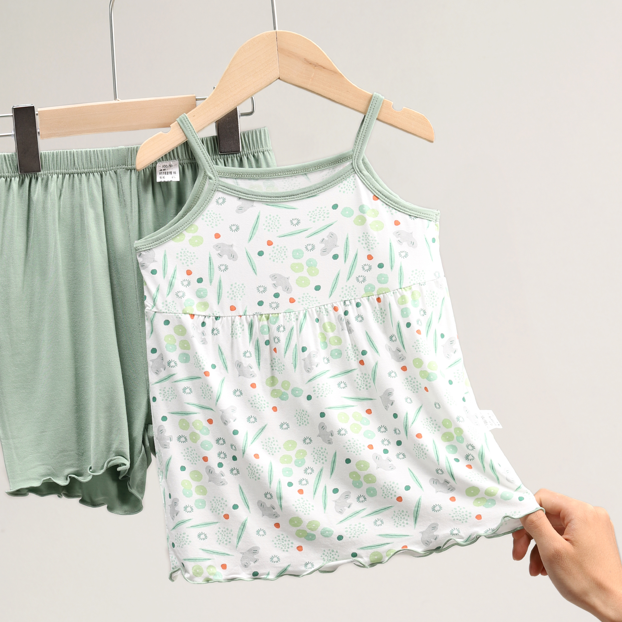 女童背心睡衣女孩吊带短裤家居服套装女大童夏薄款空调服 18357-3