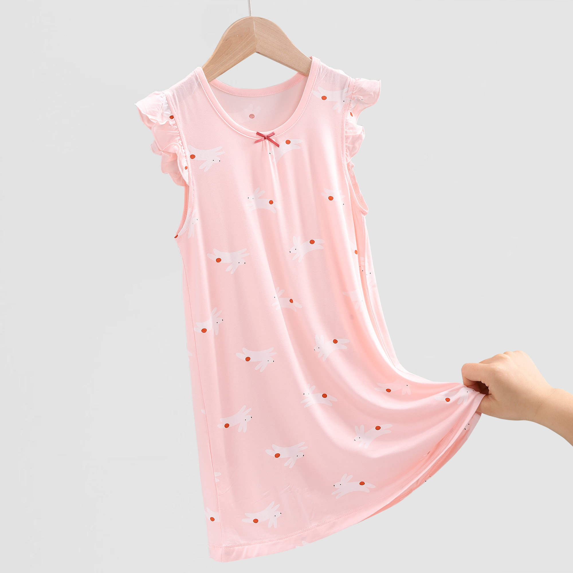 18250女童睡裙亲子莫代尔夏天薄款印花家居裙儿童大码睡衣连衣裙