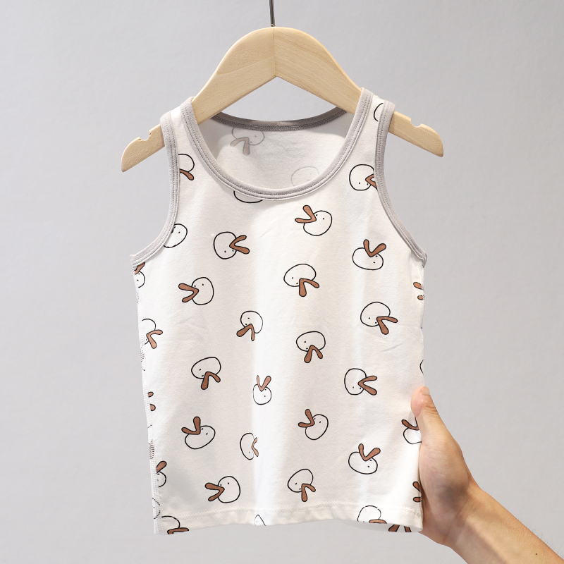 SS 3099 北欧鹅莱卡印花 儿童打底护肚男童女童无袖背心 春秋款