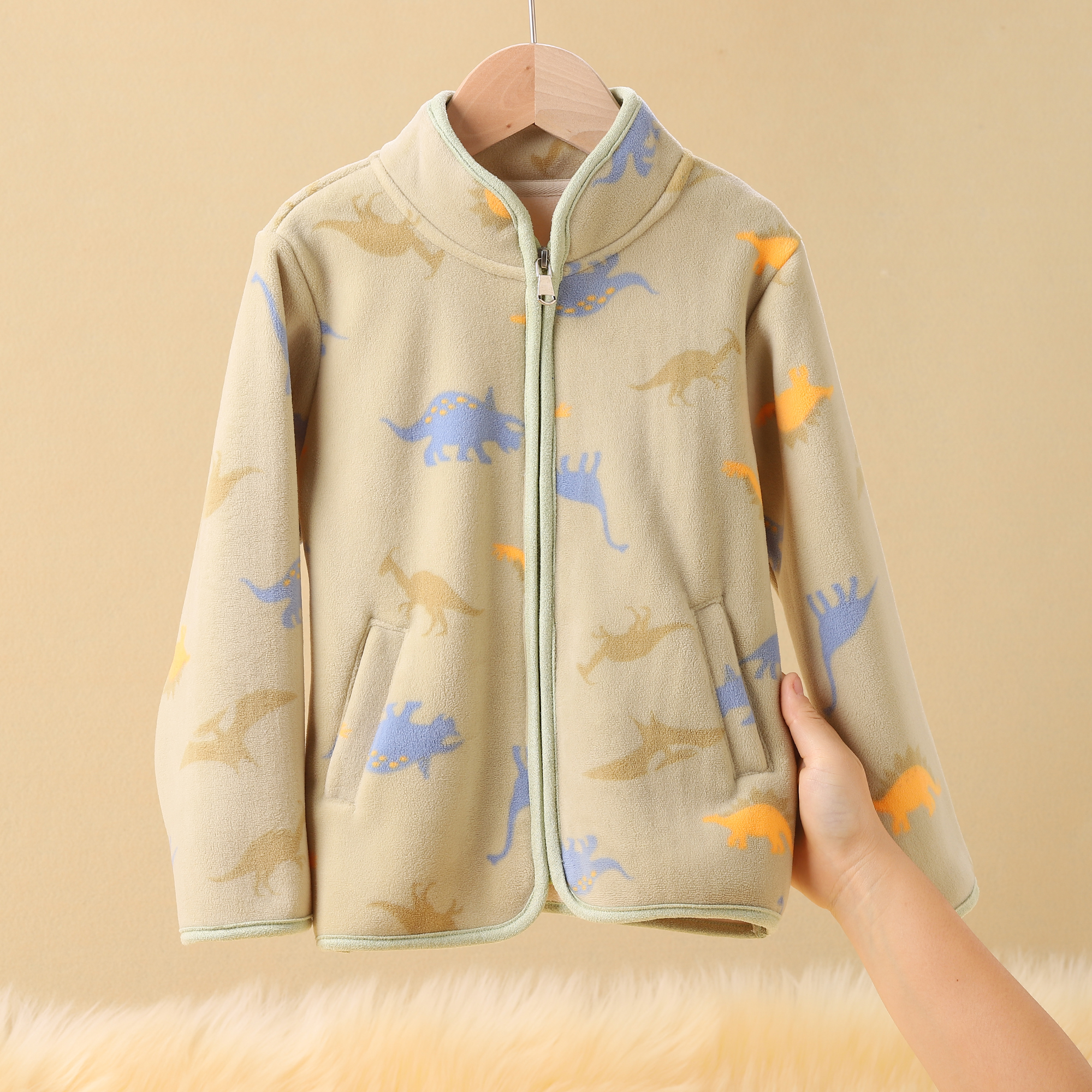 暖绒印花女孩外套儿童秋冬保暖上衣女童宝宝洋气夹克双面绒 5556