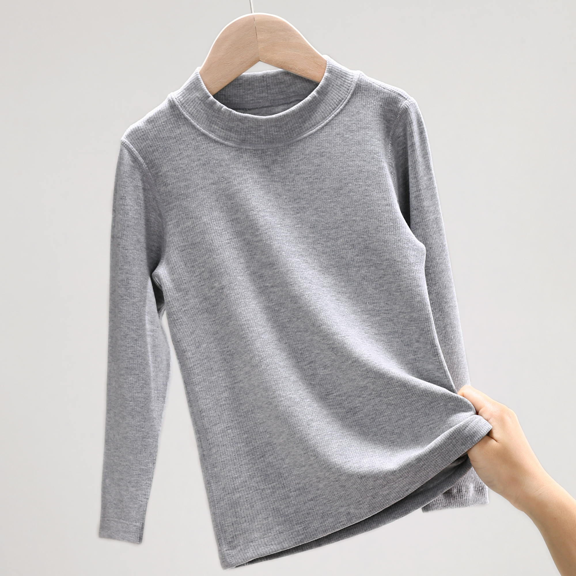 儿童中高领姜暖绒打底衫女童男童长袖打底保暖高领内搭外穿 23207