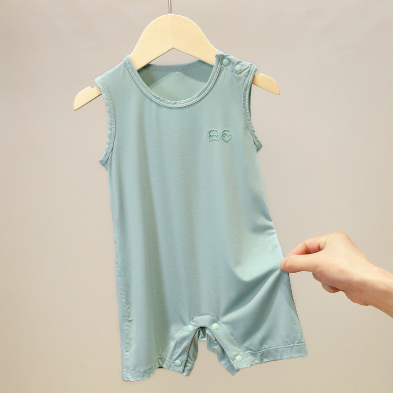 DDM 21111新生婴儿衣服薄款背心莫代尔宝宝空调睡衣连体哈衣爬服