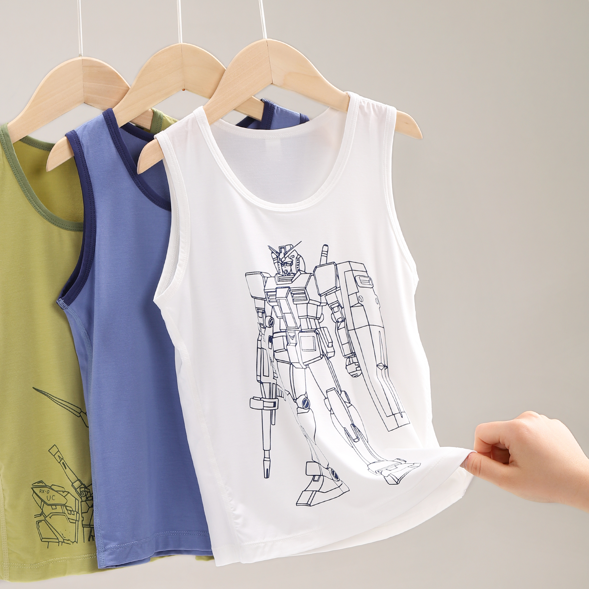 儿童背心男童竹纤维内穿男孩薄款跨栏外穿男大童宝宝夏季 124225