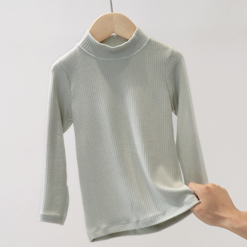 儿童打底衫高端男女孩中大童秋衣半高领纯色长袖t恤内搭贴身22303