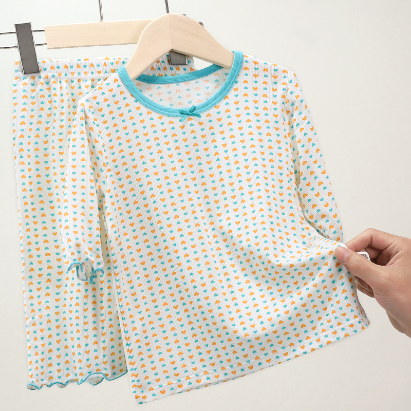 DDM-S 2265 家居服长袖夏季宝宝儿童碎花小童简约薄款大童圆领