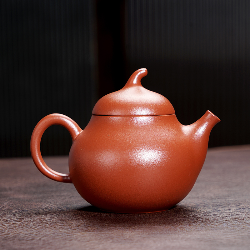 朱泥梨壶大师手工壶大红袍紫砂壶茶壶功夫茶具泡茶壶家用单壶小号