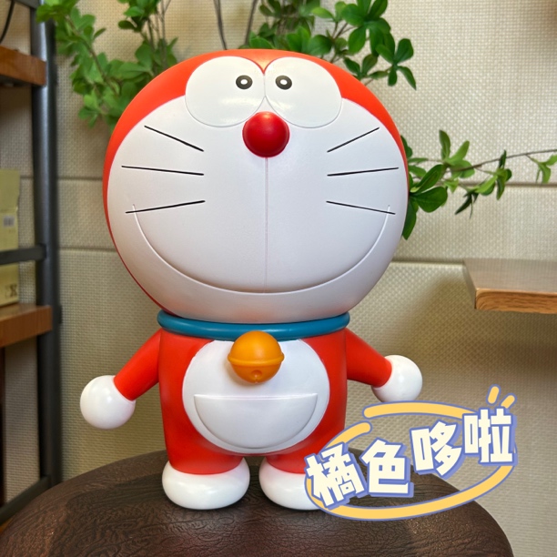 机器猫 30cm橘色哆啦b梦 纯搪胶动漫手办摆件带彩盒