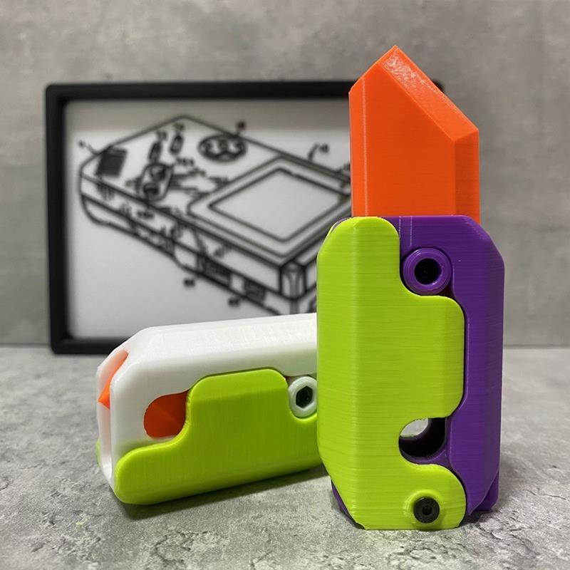 3D重力小刀萝卜刀解压推牌小玩具3D打印重力小刀小萝卜刀变形小刀