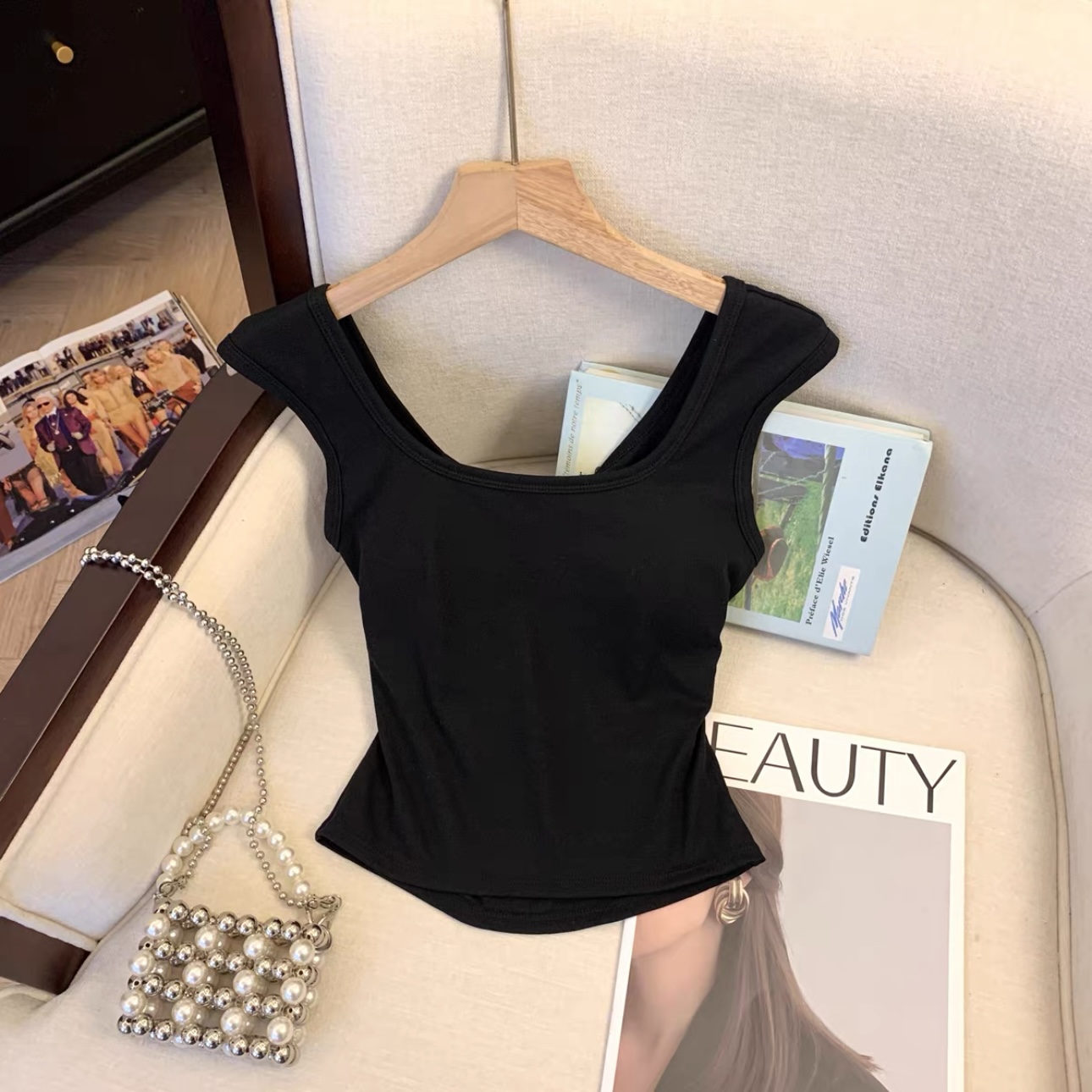 美背吊带背心内搭带胸垫文胸一体式内衣