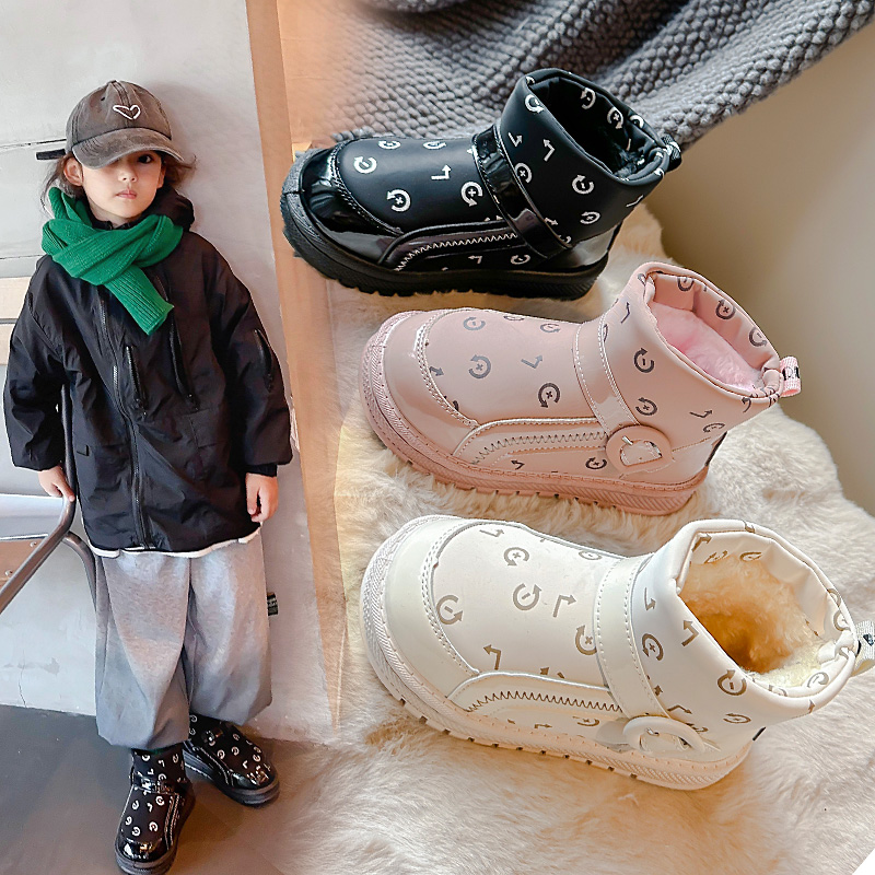 朵美巴拉巴拉宝宝儿童保暖雪地靴2023冬季新款女童中大童加绒加厚