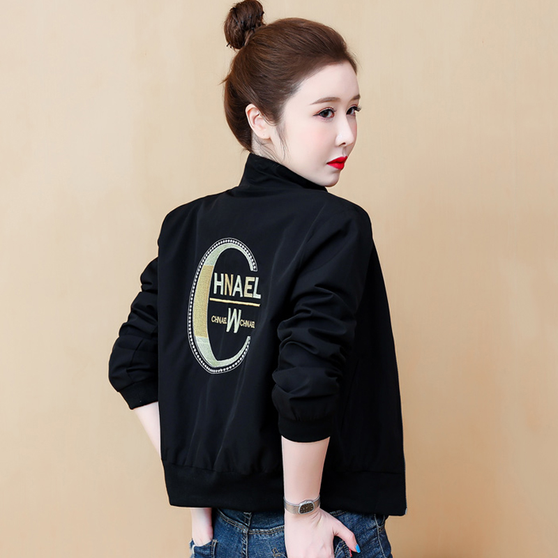 刺绣短外套女春秋小个子今年流行别致上衣高级款夹克棒球服ins潮