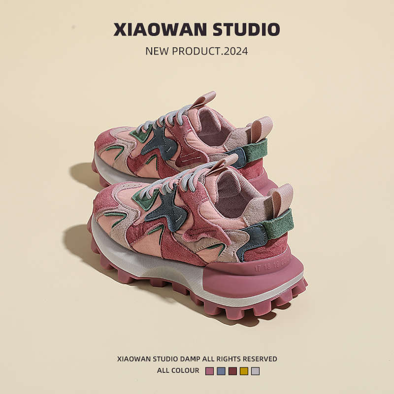 小蛮腰厚底增高复古华夫阿甘鞋女款2025秋新款软底运动休闲老爹鞋