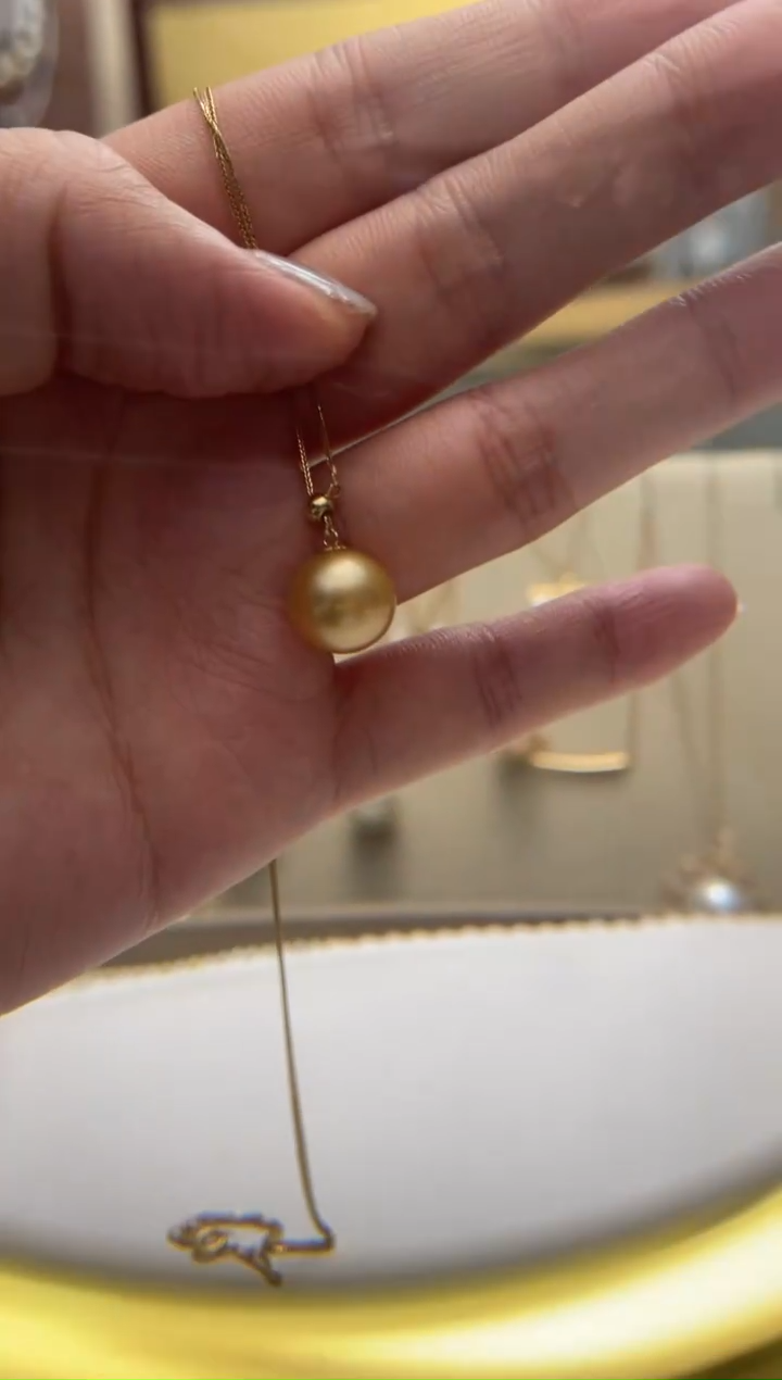 【闪购商品】海水珍珠吊坠(赠链)未镶嵌金珠吊坠10-11