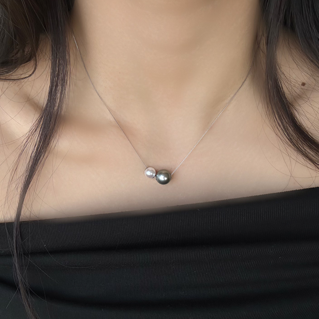 【时来运转】海水大溪地AKOYA 双珠路路通 简约吊坠气质时尚转运珠