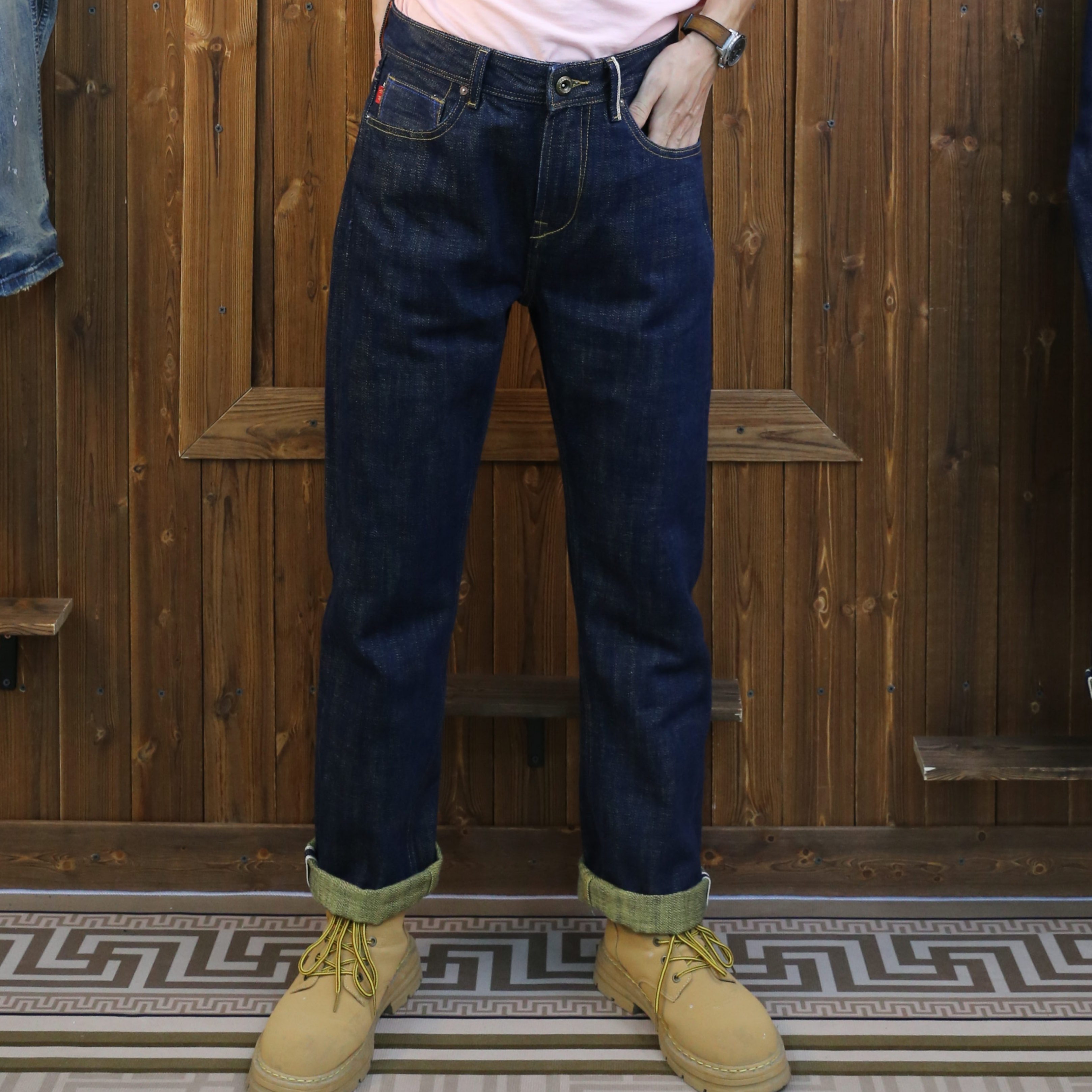 DARRIWIL[富贵金]18盎司赤尔丹宁加厚百搭深蓝男款宽松原牛牛仔裤