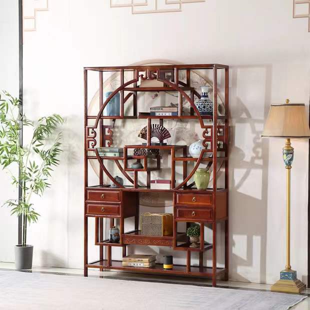 实木仿古博古架古董展示柜1.3米多宝阁屏风隔断客厅茶室置物架