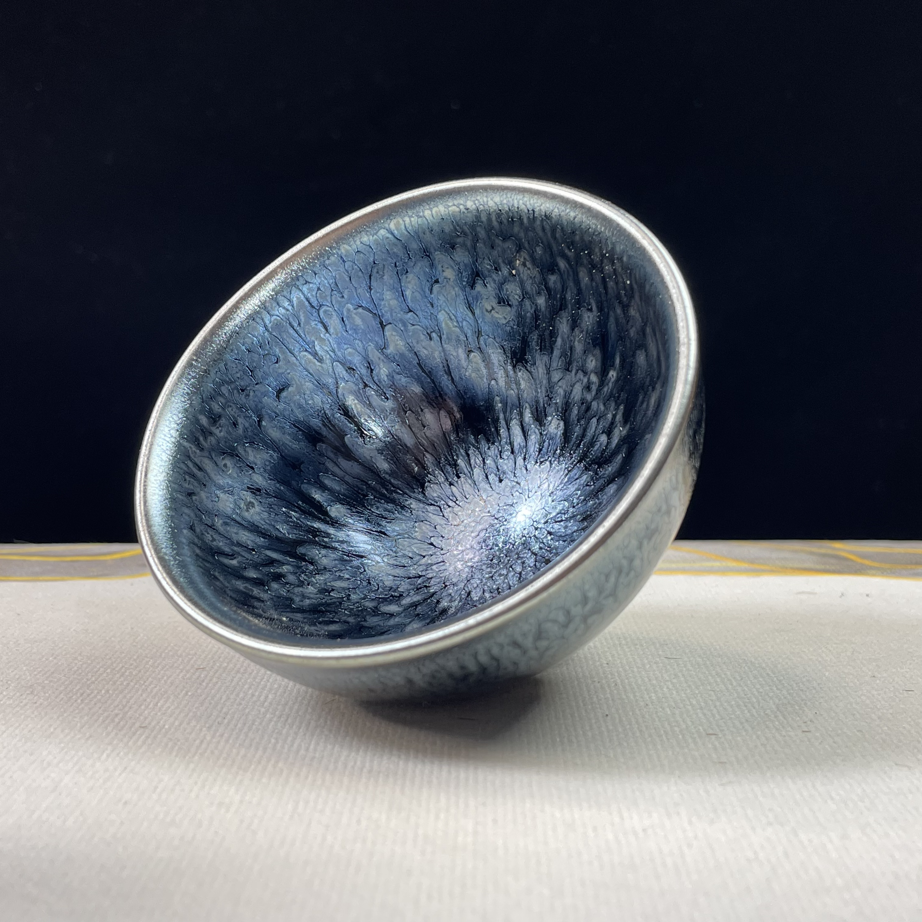 建窑建盏主人杯百花束口原矿釉铁胎品茗杯陶瓷茶盏