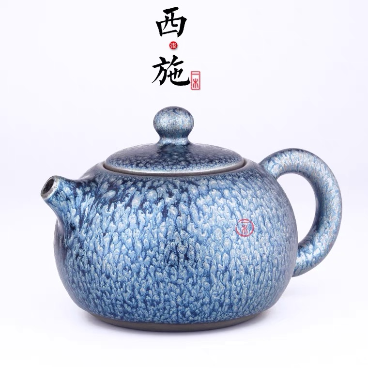百花西施壶名家精品建盏断水出水流畅名家壶大容量铁胎