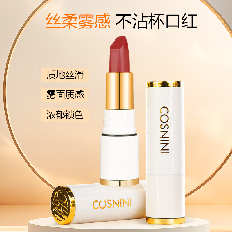 爆款丝雾丝绒不沾杯口红哑光持久唇膏防水不掉色显白小白管平价