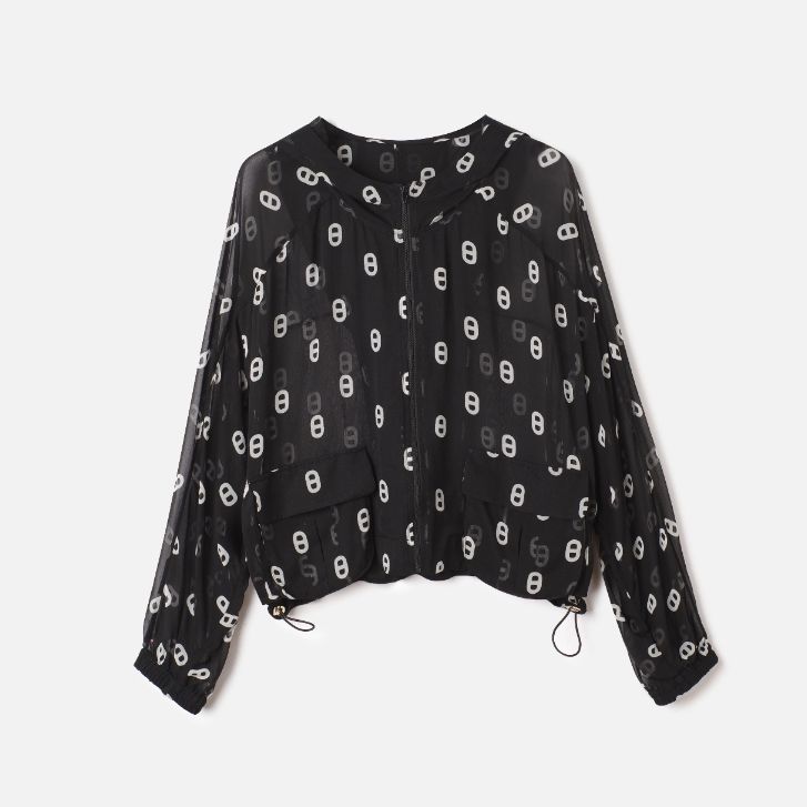 【DuShang】回头率密码~早春百搭乔其女士设计感连帽外套女YS2123