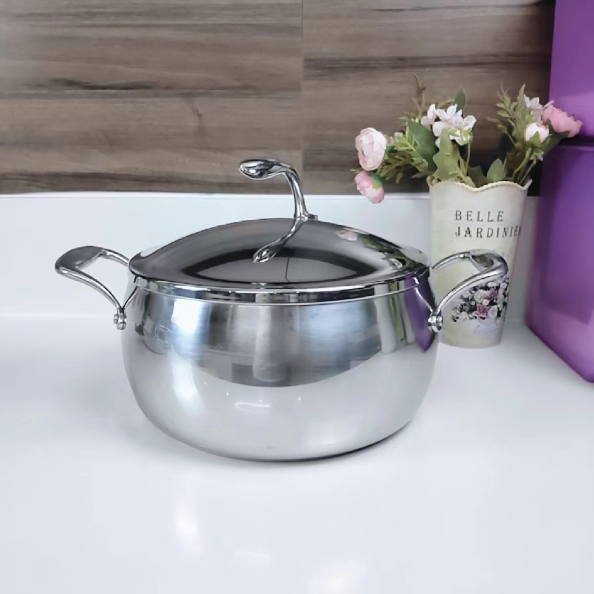 一代5.7升多用锅精钢锅/五层底三层壁/焖蒸炖煮熘炒烹炸/无油烟