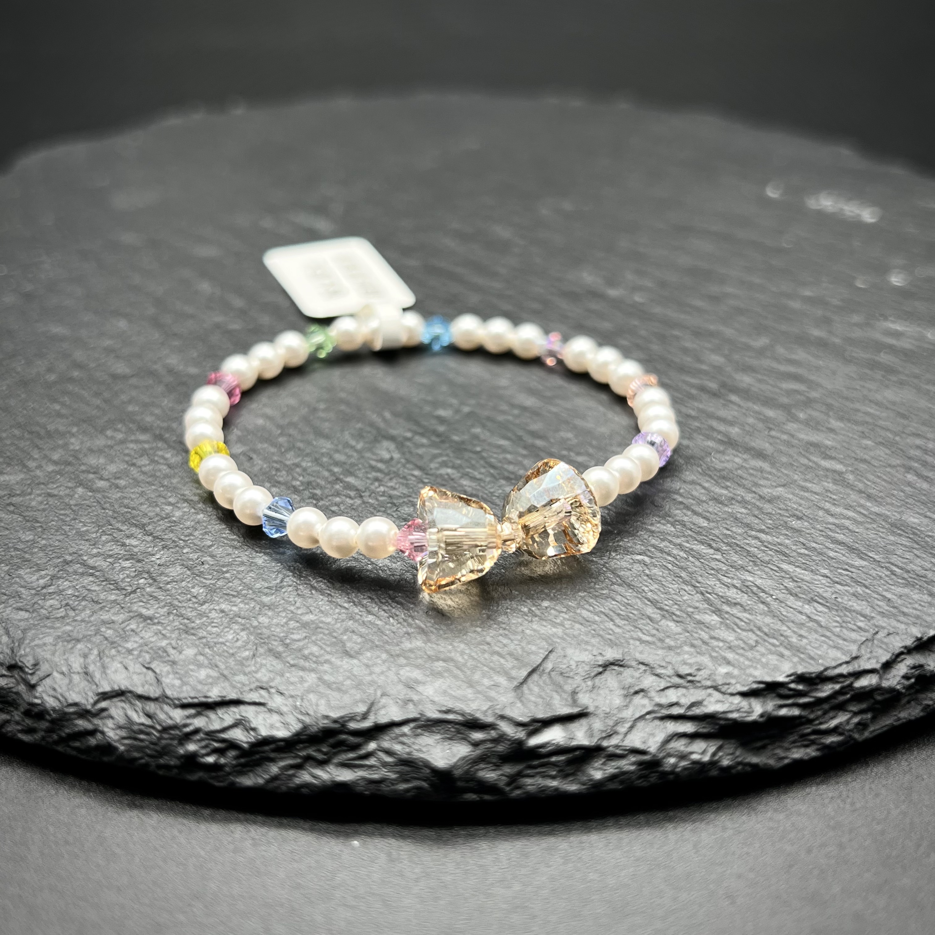 非金属仿水晶手链 施家原创少女风女在逃蝴蝶结香槟色手链