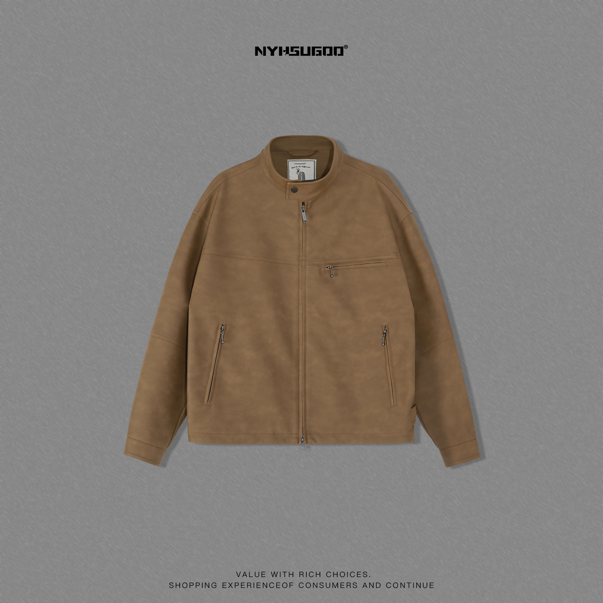 NYHSUGOO/南乙3193秋季新款机车风男士皮衣夹克复古痞帅长袖外套