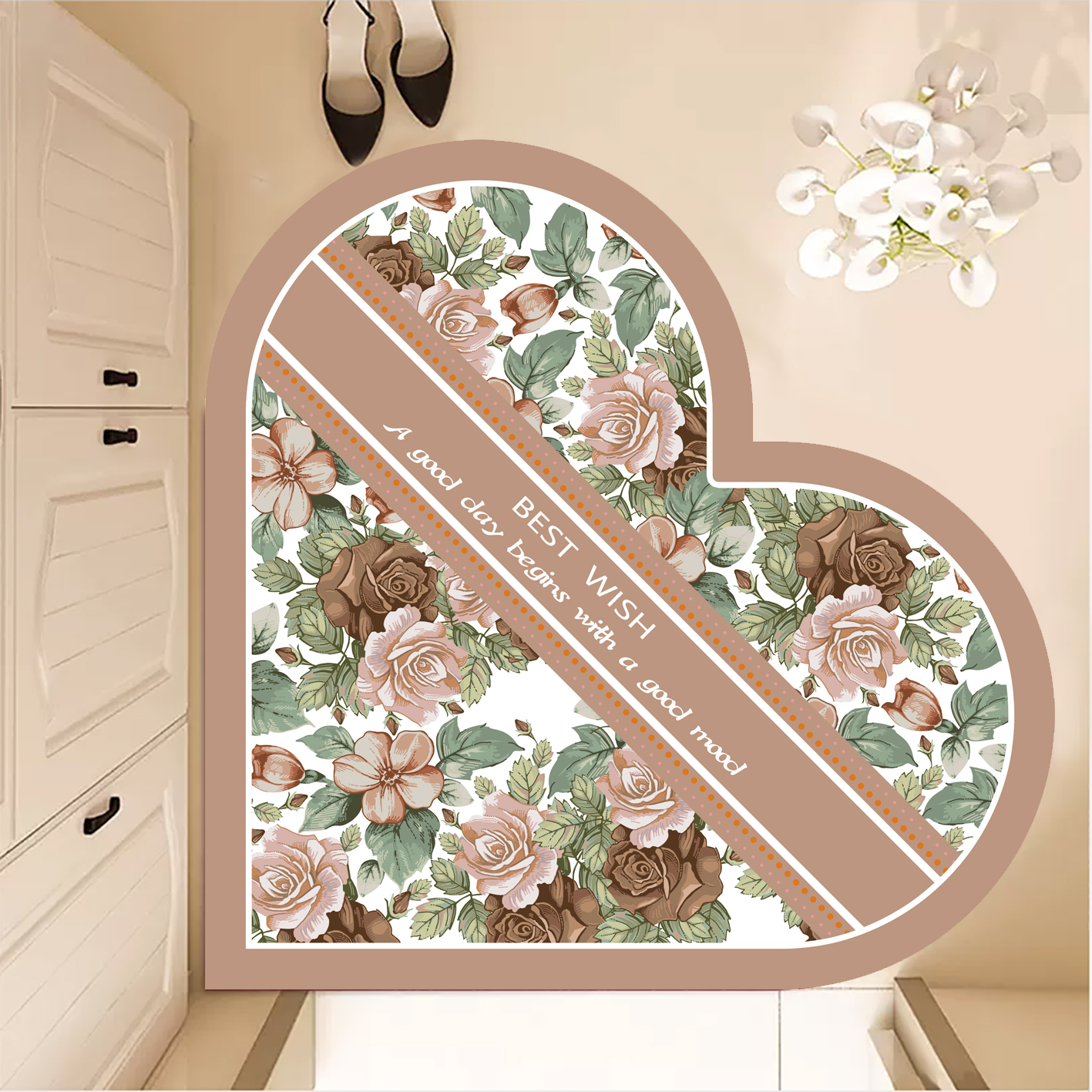 【皮革】心形免洗脚垫门垫入户门可擦门口防滑玄关耐脏进门裁剪地垫